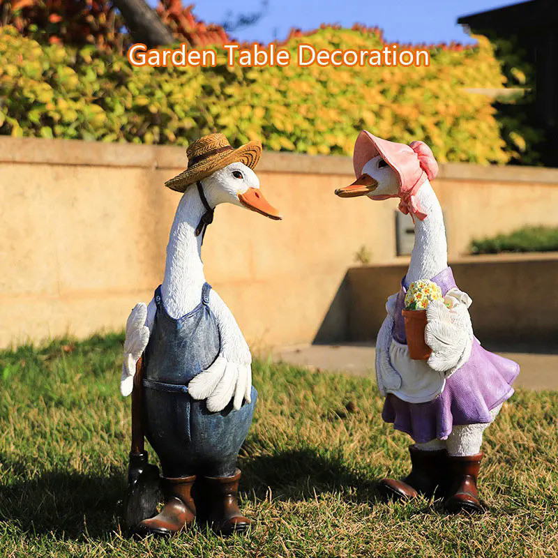 Resin Duck Couple Garden Ornaments Decoration Art Handicraft Craft Birthday Gifts Home Porch TV Cabi