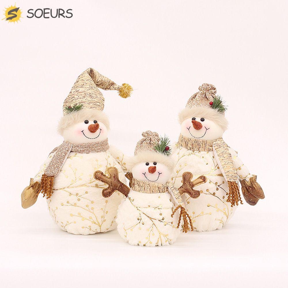 Soeurs Snowman ตุ๊กตาสั้น Plush Printe 60/50/26 ซม.ตุ๊กตาของเล่นเครื่องประดับต้นคริสต์มาสเด็กของขวัญสําหรับบ้านตุ๊กตาเครื่องประดับ