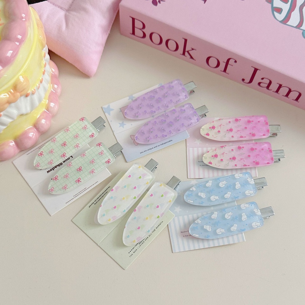 พร้อมส่ง🇹🇭 B071 ราคา/ชิ้น กิ๊บติดผมเตารีด ผมหน้าม้า อะคริลิคลายดอกไม้ เครื่องประดับผม ที่ติดผม