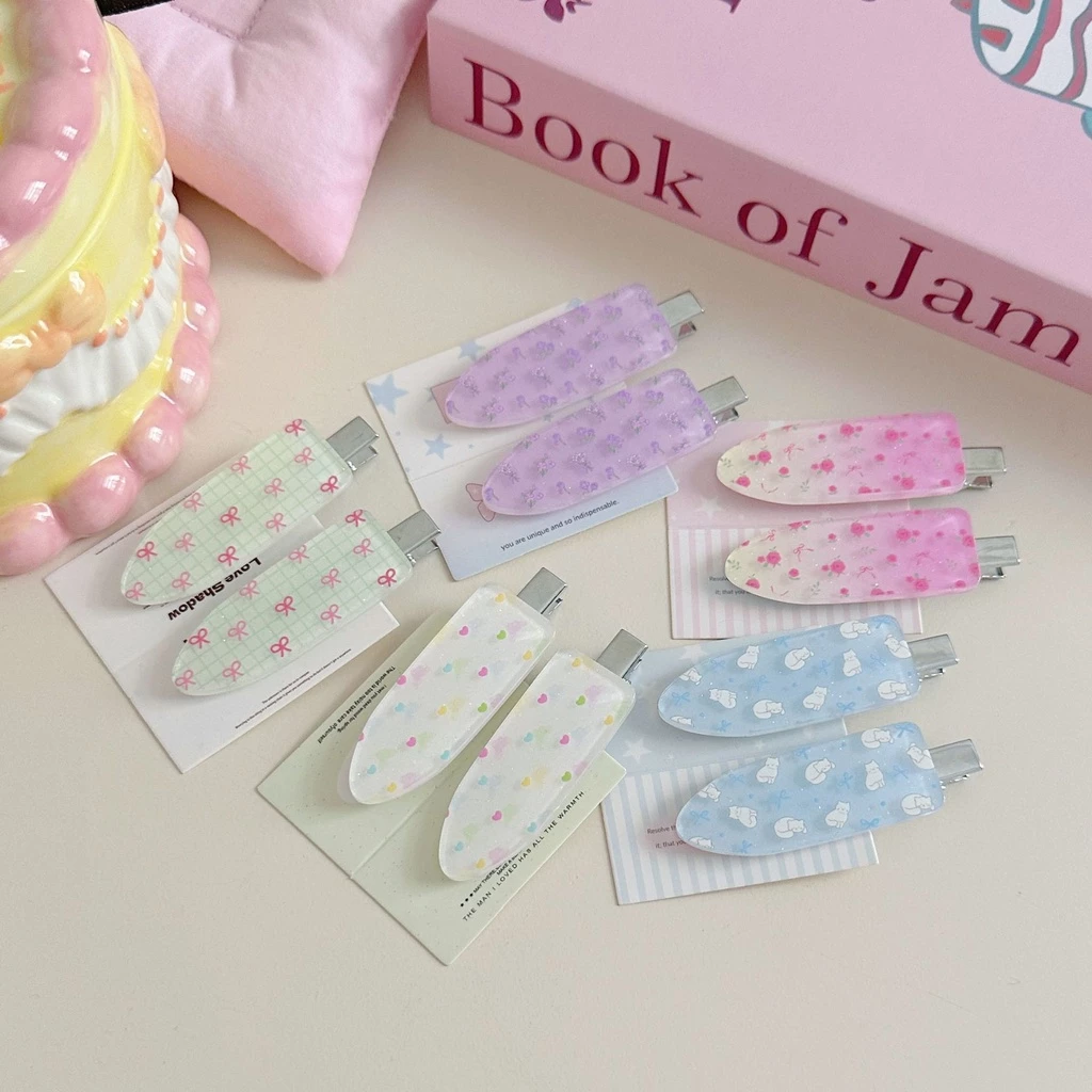 พร้อมส่ง🇹🇭 B071 ราคา/ชิ้น กิ๊บติดผมเตารีด ผมหน้าม้า อะคริลิคลายดอกไม้ เครื่องประดับผม ที่ติดผม