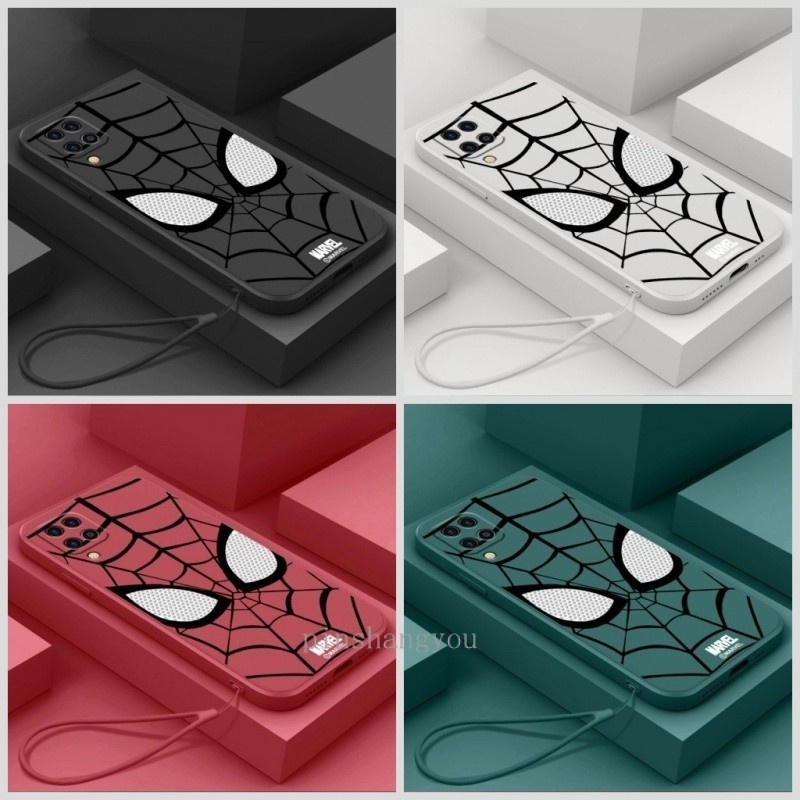 SAMSUNG สําหรับปลอกsamsung A12 5G A125 M12 F12 แฟชั่นแบรนด์Marvel Cool Spider Man Eyesเคสโทรศัพท์ความงามซิลิโคนTPU Soft Shellออกแบบใหม่กันกระแทกกรณี