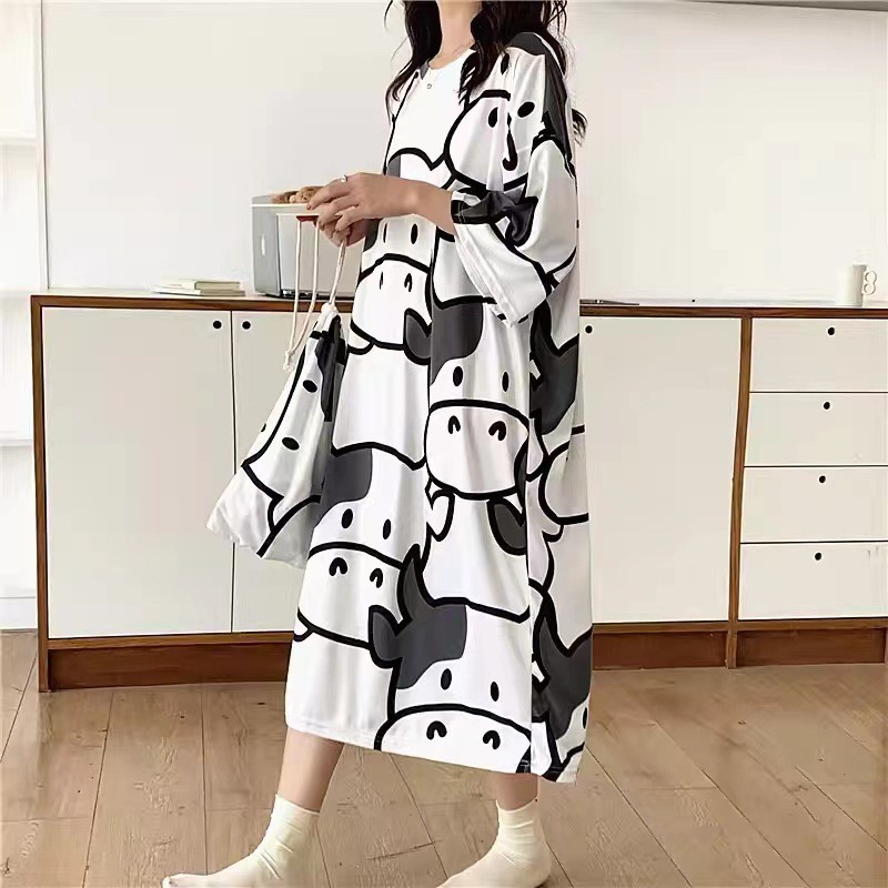 ผู้หญิงชุดนอนสตรีฤดูร้อนเกาหลีรุ่นชุดนอนสตรีฤดูร้อน Nightdress แขนสั้นผู้หญิงฤดูร้อน Homewear ชุดนักเรียนน่ารัก Plus ขนาด