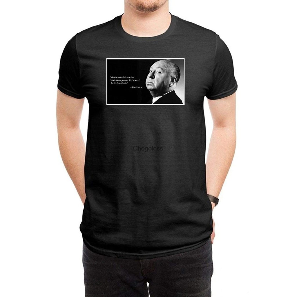 LILILOV Mens T Shirts Alfred Hitchcock Quote Black