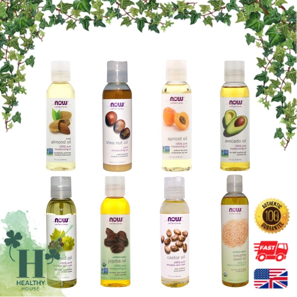 พร้อมส่ง NOW Foods solutions Grapeseed Sweet Almond Avocado Jojoba Apricot oil น้ำมันเมล็ดองุ่น