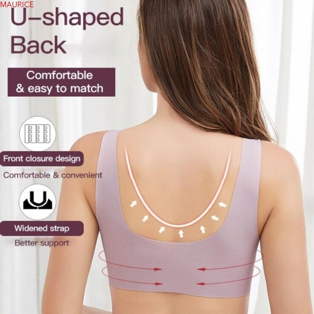 Maurice Push Up Brassiere สําหรับผู้หญิง, ส่วนบางโดยเครื่องหมายหัวเข็มขัดด้านหน้าไร้สายลึก V Bra, นุ่มปรับกระชับ Anti-sagging ชุดชั้นในไร้รอยต่อหญิง