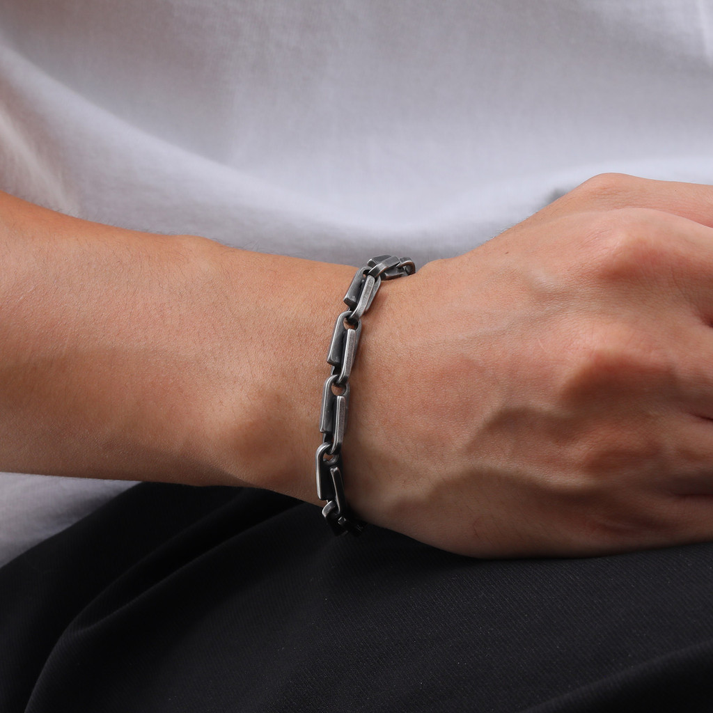 Vnox سوار سلسلة مربّعة ثقيلة ستانلس — صناعة يدوية — صورة 3