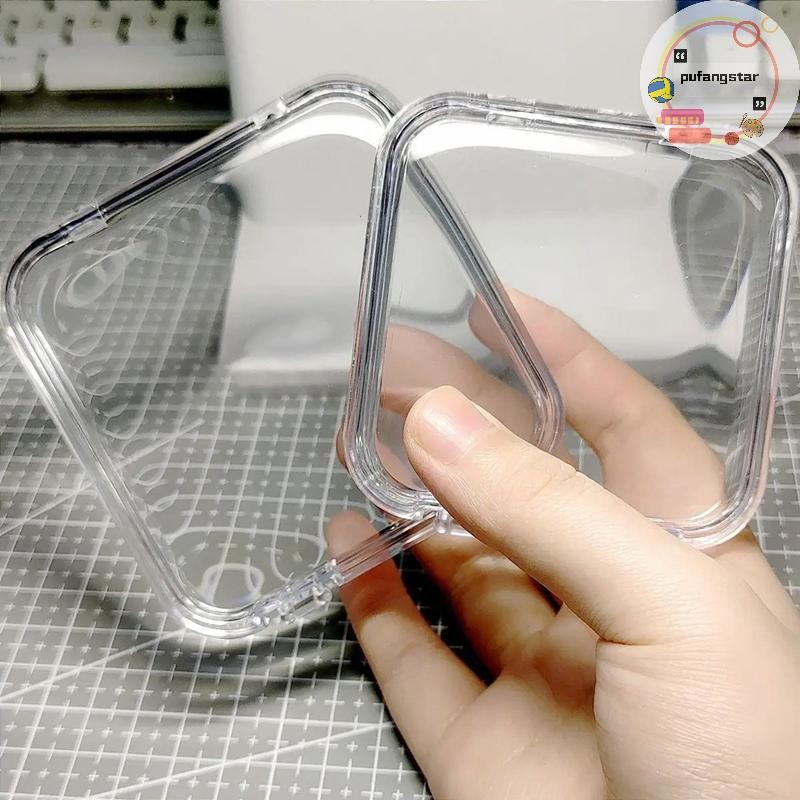 Pufangstar 1PC Mini กล่องเก็บอะคริลิคสําหรับต่างหูแหวนเครื่องประดับบรรจุภัณฑ์สแควร์แบบพกพาร้านขายของชําโปร่งใส Badge Organizer TH