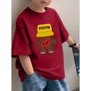 (จัดส่งตลอด 24 ชั่วโมง)เสื้อยืดแขนสั้นสำหรับเด็กชายผ้าฝ้ายฤด…