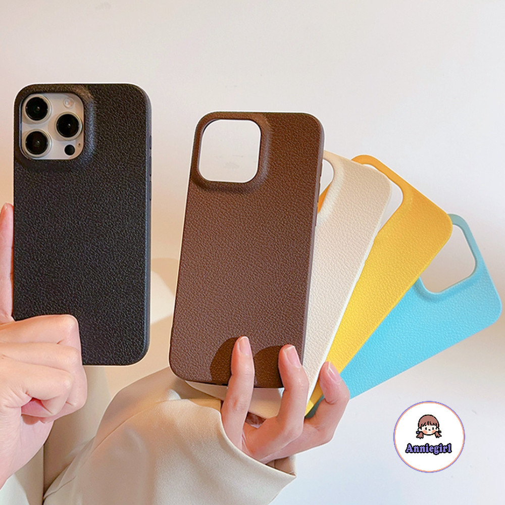 ฤดูใบไม้ร่วงที่เรียบง่ายหนังแข็งเคสโทรศัพท์สําหรับ IPhone 11 16 15 14 Pro Max 16 PLUS 12 13 Promax Scratch-proof ป้องกันสิ่งสกปรกนุ่ม TPU โทรศัพท์ปกหลัง