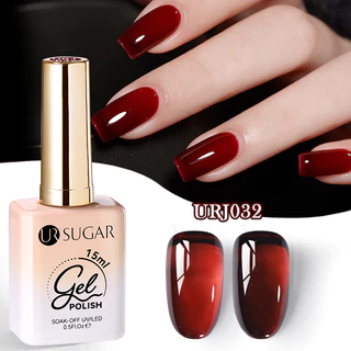 【Local】UR SUGAR 15ml Jelly Nude โปร่งใสเล็บเจล Soak Off UV LED กึ่งถาวรเคลือบเงา Sheer สีชมพูสีแดงสีน้ําตาลเล็บ
