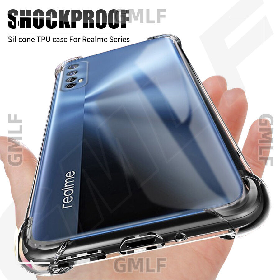 ถุงลมนิรภัยกันกระแทกสําหรับrealme 12 11 10 9 Pro Plus + 9i 8 8i 7 7i 6 6i 5 5i 3 V5 หมายเหตุ 50 C67 C51 C53 C55 C2 C3 C11 C12 C15 C17 C20 C21 C33 C25 C2 C20 C21 C20 C C35 XT ฝาครอบซิลิโคนใส