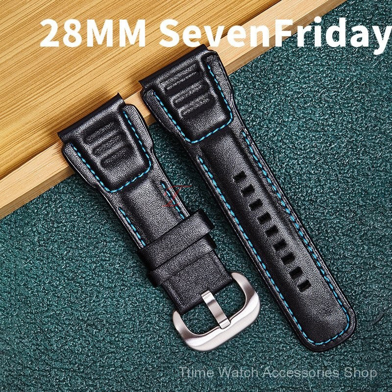 SEVENFRIDAY สายนาฬิกาหนังแท้ เจ็ดวัน 28 มม. - สายรัดผู้ชายสากลระดับพรีเมียม (รวมเครื่องมือฟรี)
