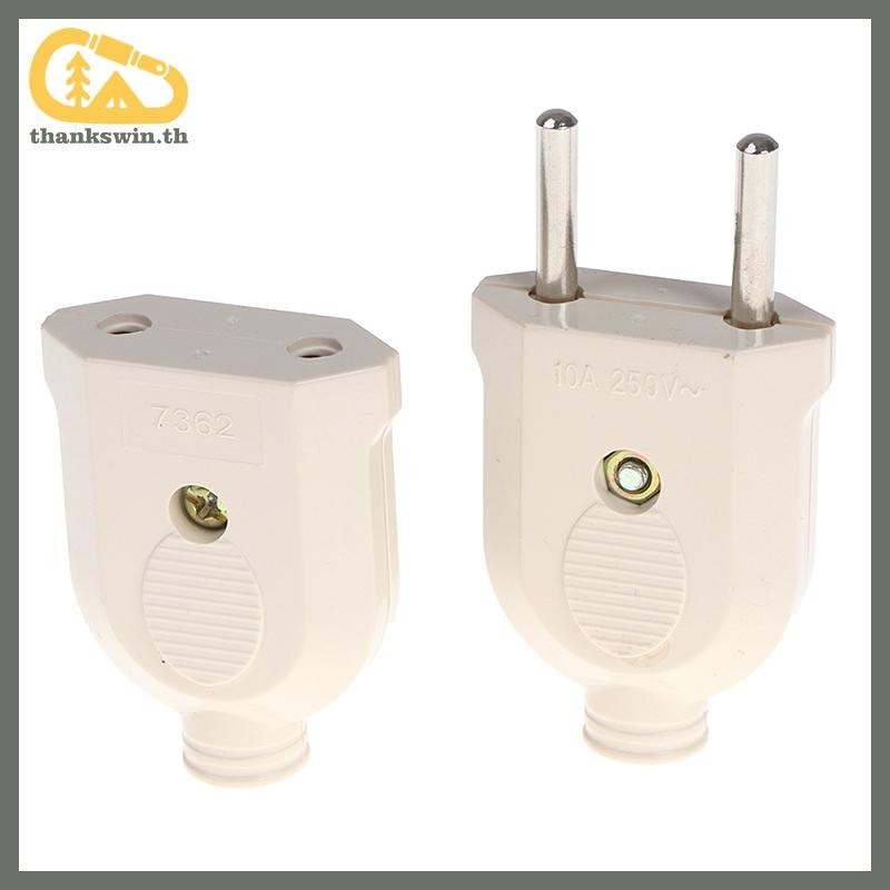 Thankswin 2 Pin EU Plug ชายหญิงอิเล็กทรอนิกส์ Connector ซ็อกเก็ตสายไฟ Extension th