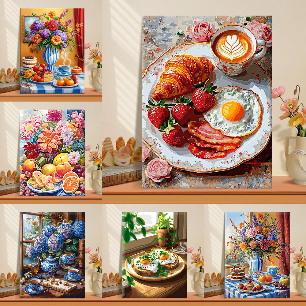 ระบายสีตามตัวเลข อาหารอร่อย าพระบายสี paint by number ภาพระบายสีตามตัวเลข สมุดระบายสี ของแต่งห้อง