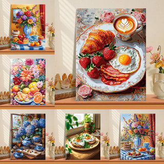 ระบายสีตามตัวเลข อาหารอร่อย าพระบายสี paint by number ภาพระบ…