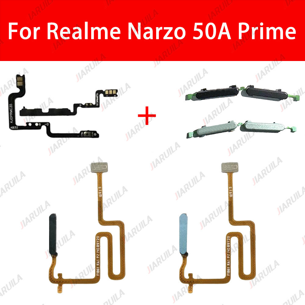 สําหรับRealme Narzo 50A Prime RMX3516 ปริมาณไฟบ้านปุ่มเซ็นเซอร์ลายนิ้วมือFingerPrint Touch ID Flex Cable