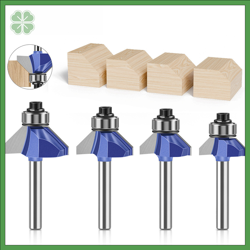 45 องศา Chamfer Router Bit ชุด, 1/4 นิ้ว Shank Bevel Edge Milling Cutter สําหรับตัดไม้, Slotting และ Edge Shaping, เคล็ดลับ คาร์ไบด์