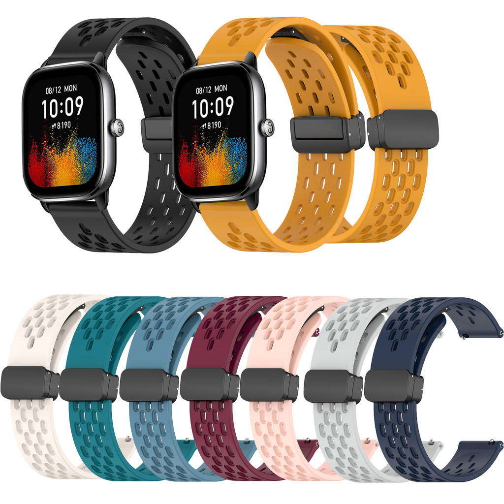 20 มม.ซิลิโคนแม่เหล็ก Clasp สําหรับ Huami Amazfit GTS 2 3 4 GTS 2e GTS2 mini GTS4 mini Active 2 2S 3 Bip3 pro กีฬานาฬิกากันน้ํา