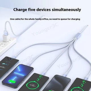 100W Fast CHARGING Data CABLE TPE + Braided Cable, Three In One Type-C + iOS + Mirco Fast CHARGING CABLE เข้ากันได้อย่างกว้างเป็นพิเศษด้วย iOS/Android Fast สายชาร์จ