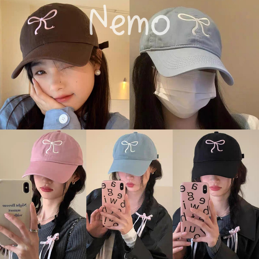 Nemo store # MK-1 หมวกแก็ป ปีกโบว์ หมวกเบสบอล แฟชั่นเกาหลีcotton cap – โปรปัง