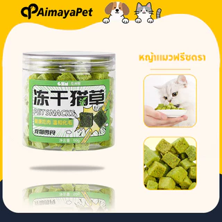 AimayaPet หญ้าแมวฟรีซดราย อกไก่ผสมต้นอ่อนข้าวสาลีฟรีซดราย ขนมแมวฟรีซดราย ช่วยขับขนในลำคอ