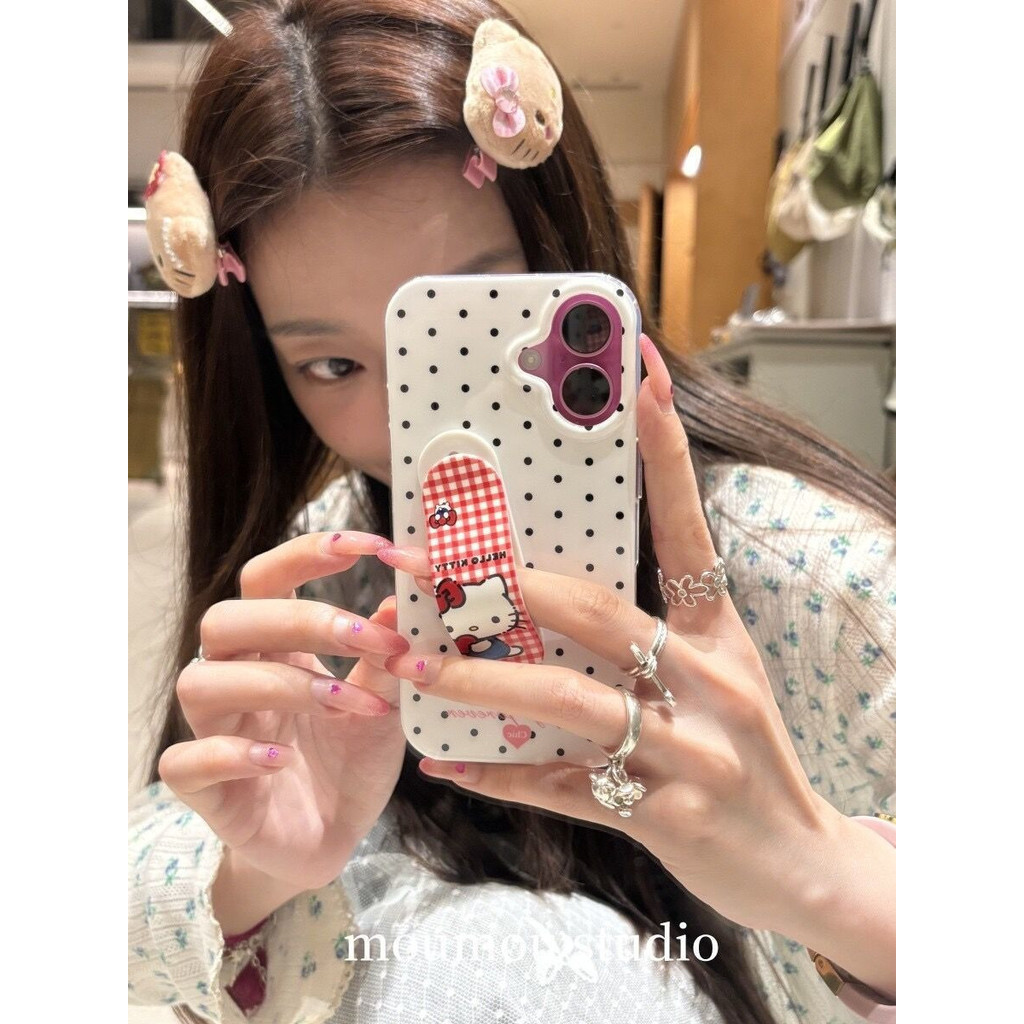 Polka Dot Hello Kitty Band-Aid เคสโทรศัพท์เหมาะสําหรับ iPhone11/12/13/14/15/16 12Promax 11Promax 12Pro 14plus 15Promax P42V