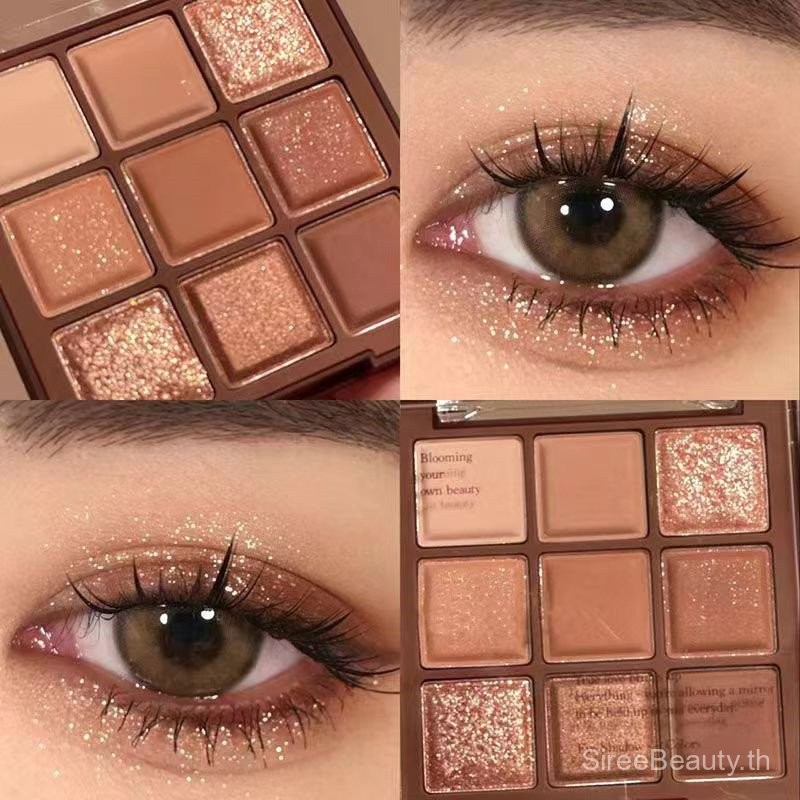 MGL Chocolate Nine-Color Eyeshadow Earth Color Glitter Brown Student ของแท้ 2023INS Niche Mocha