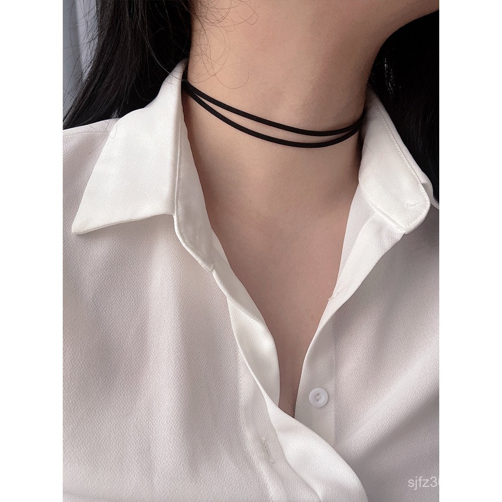 สร้อยคอโชคเกอร์สองชั้น สไตล์วิสUAL สำหรับคนรักแฟชัน เงินสเตอร์ลิง S925 VJ3Y