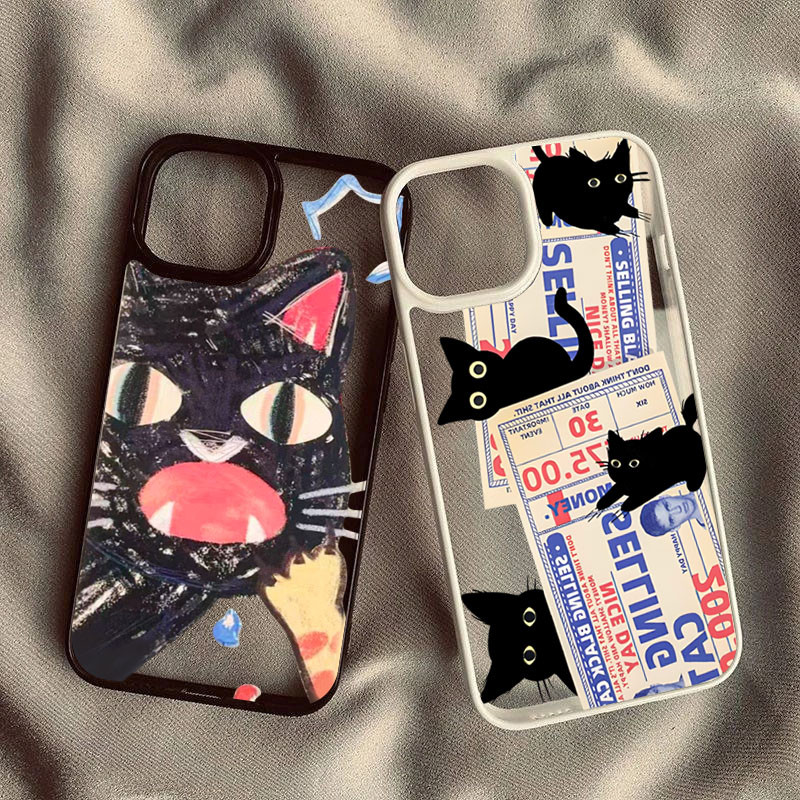 สําหรับiPhone 11 16 15 Pro Max 16e 14 11 12 13 15 Pro XR XS Max X 7 8 Plus SE2022 Graffitiแสตมป์แมวซิลิโคนใสกันกระแทก