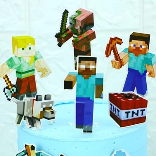 ป้ายปักเค้ก ไมน์คราฟต์ MINECRAFT ป้ายวันเกิด ป้ายตกแต่งเค้ก ป้ายแต่งเค้ก