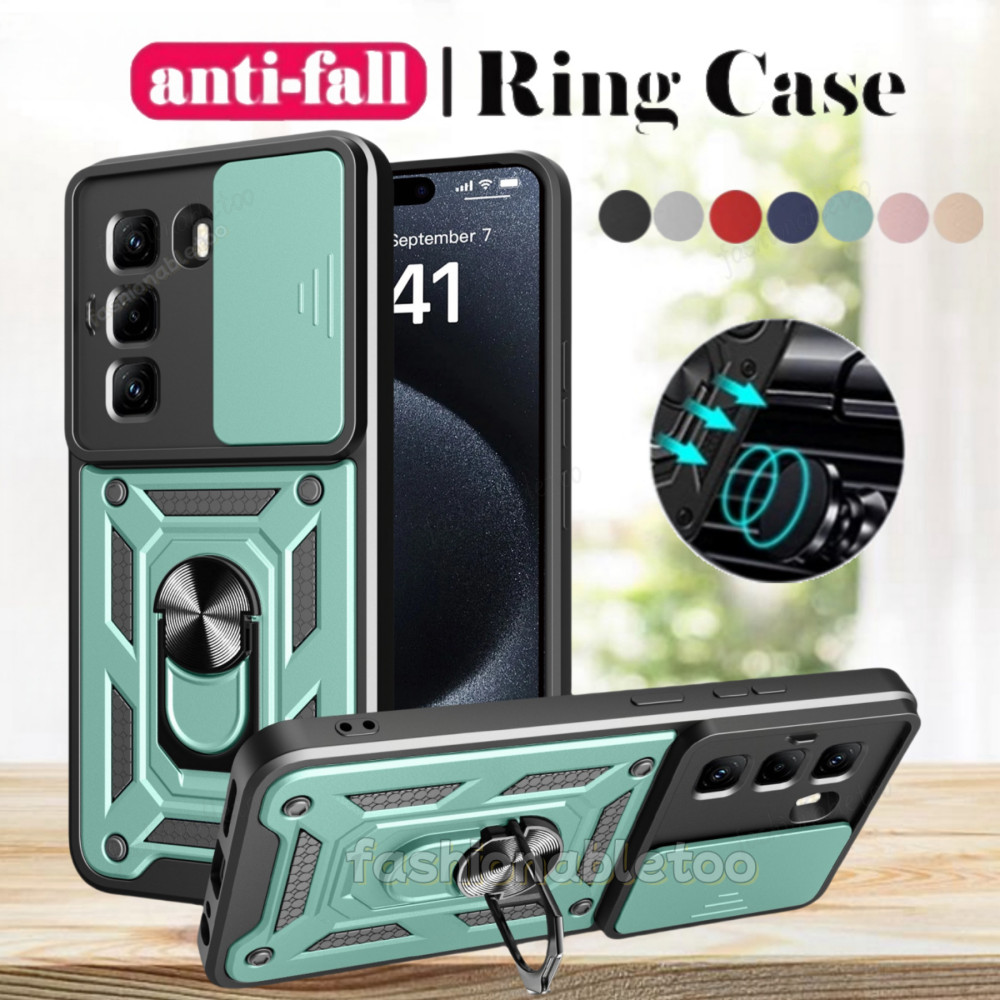 สําหรับ infinix Hot 60 pro + เคสสําหรับ infinix Hot 60 i 60i Hot60 i Hot60i Hot60pro + Hot60proplus กันกระแทกเคสโทรศัพท์เกราะแหวนวงเล็บ Stent Push กล้องเลนส์ป้องกันปกหลัง