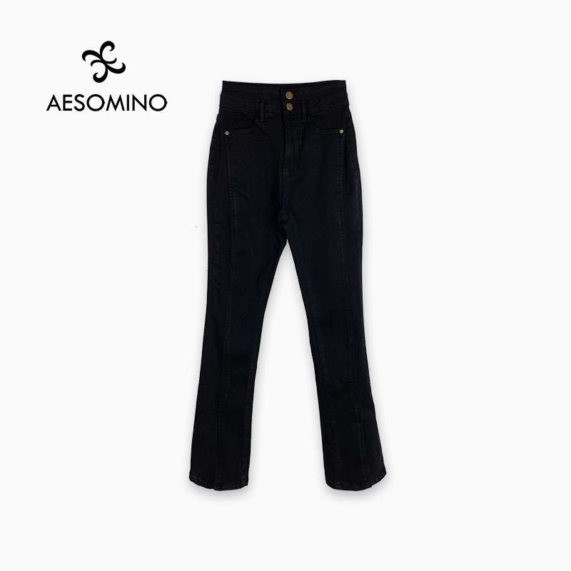 กางเกงยีนส์ Aesomino/Yi Samino สีดํา Y276D8004