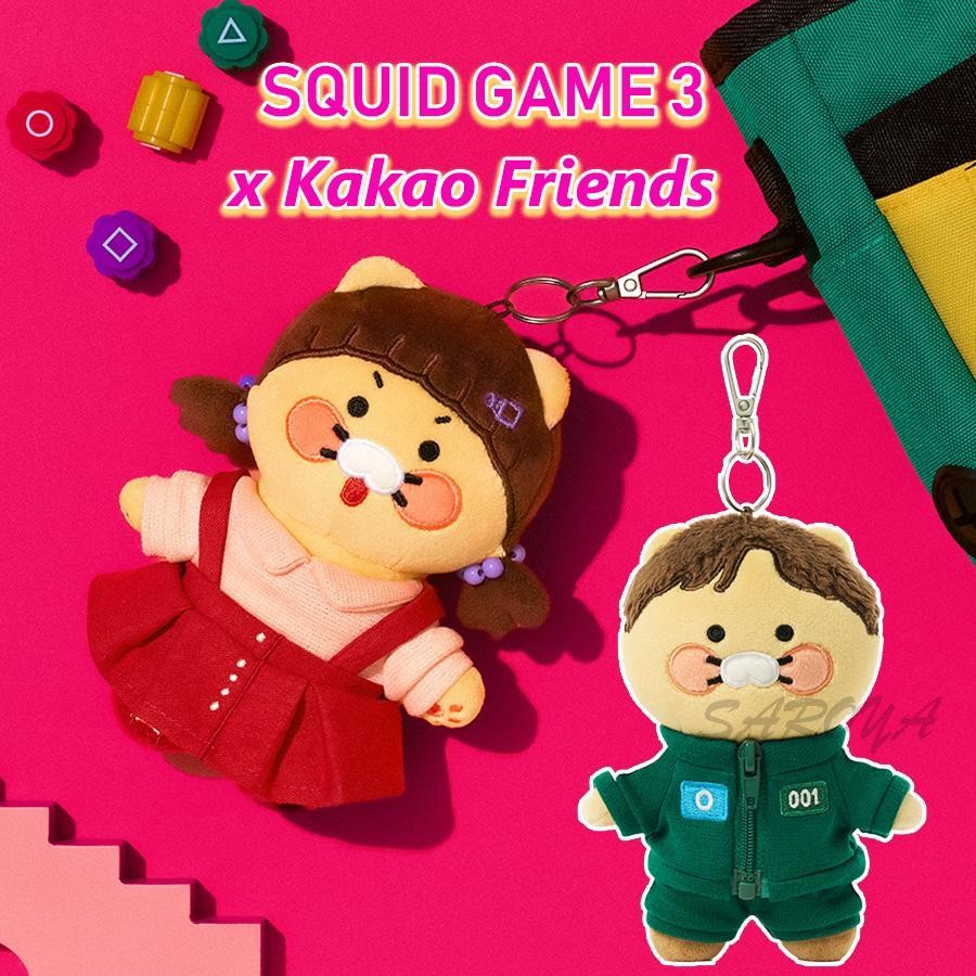 Kakao Friends x Squid Game 3 พวงกุญแจตุ๊กตา Collaboration Ryan & Younghee ของเล่นตุ๊กตา decfeyeth