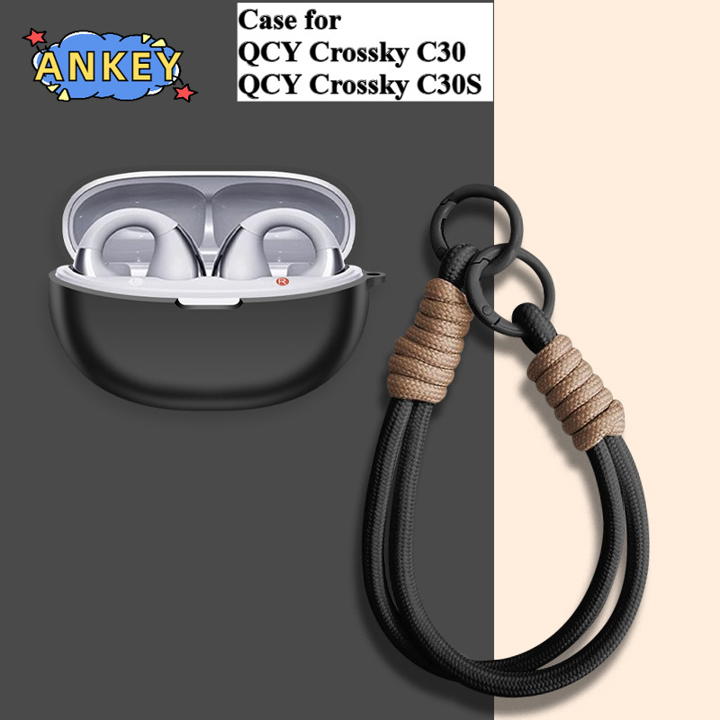for QCY Crossky C30 C30S Case Soft Protective Silicone Cases Cover with Lanyard Keychain