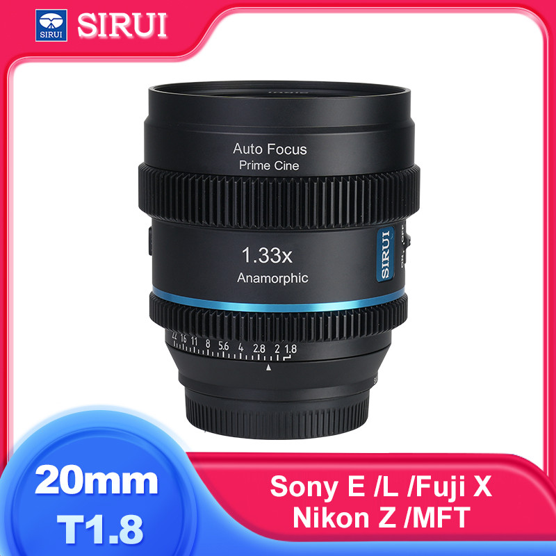SIRUI 20 มม.T1.8 1.33x Anamorphic เลนส์โฟกัสอัตโนมัติสําหรับ Sony E A7C2 FX3 FX30 Nikon Z6 Z7 Z8 Fuj