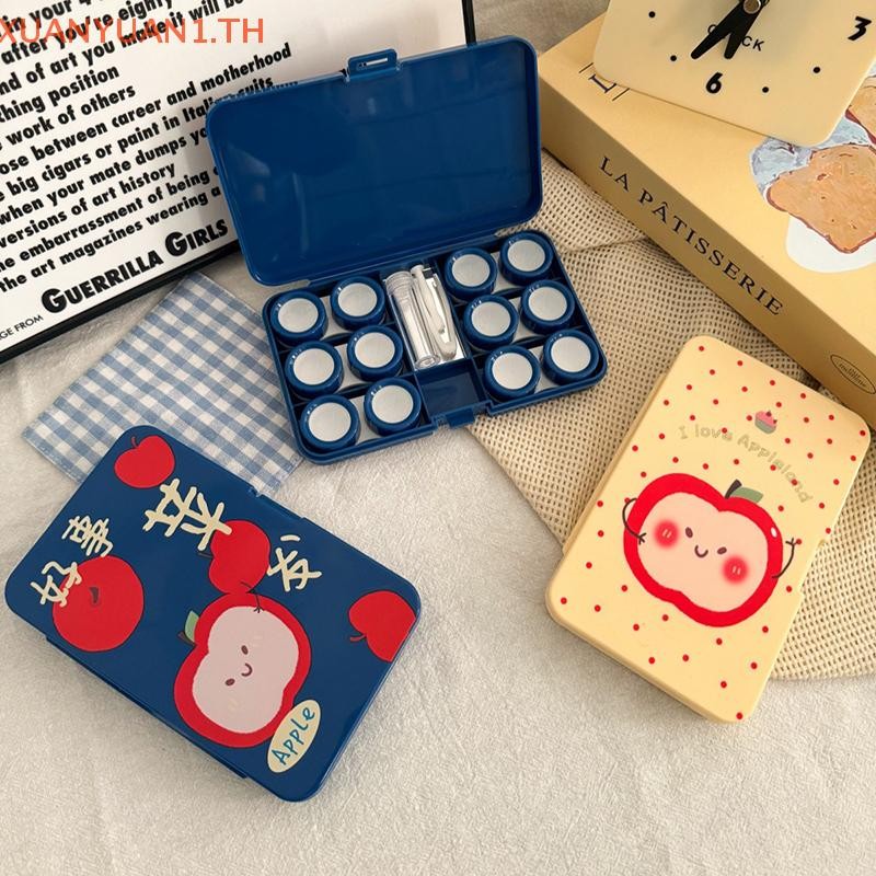 XUAN 6 ชิ้น/เซ็ต Creative พิมพ์แบบพกพาคอนแทคเลนส์กล่อง Companion Care กล่องคอนแทคเลนส์สําหรับ Travel