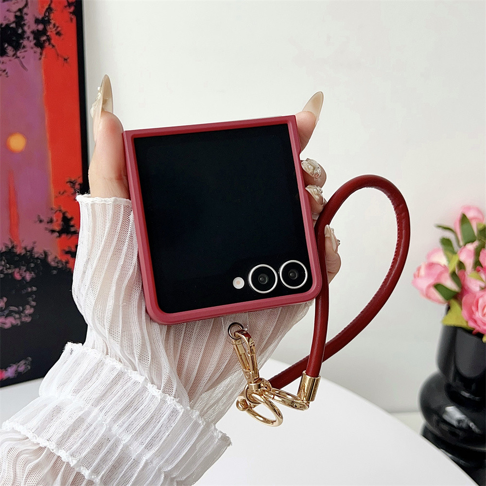 SAMSUNG หรูหราสีแดงหนังจระเข้สําหรับSamsung Galaxy Z Flip 7 6 5 4 3 5Gป้องกันปกหลังสําหรับGalaxy Z fold7 พร้อมสายหนังกันกระแทกกรณี - รูปที่ 4