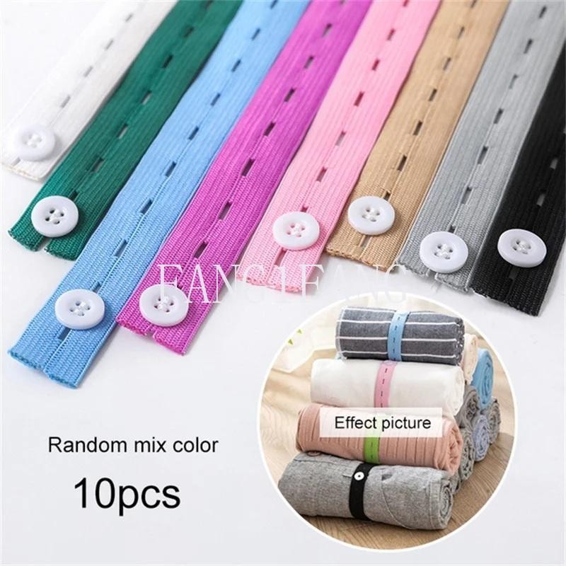 10 ชิ้นวงยืดหยุ่นไนลอนปุ่มหลุมยืดหยุ่น Webbing DIY Craft เย็บเสื้อผ้ากางเกงอุปกรณ์เสริม Organizer