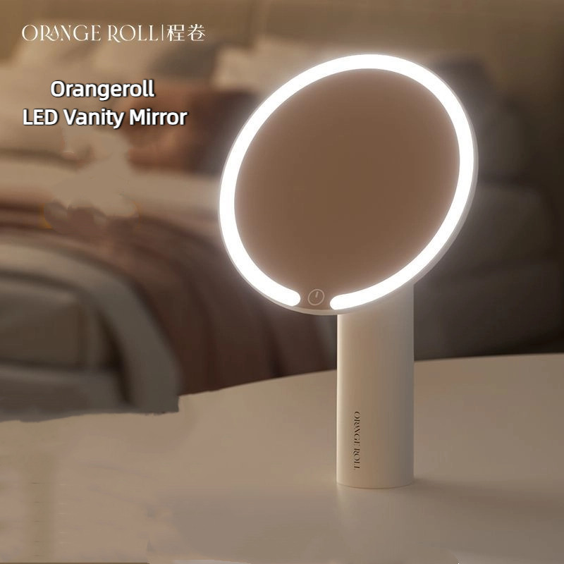 Orangeroll LED ออเรนจ์โรล นํา กระจกแต่งหน้ากระจกกระจกแต่งหน้าที่มีแสงสํานักงานสก์ท็อปกระจกส่องสว่างกระจกแต่งตัวเติมกระจกของขวัญ