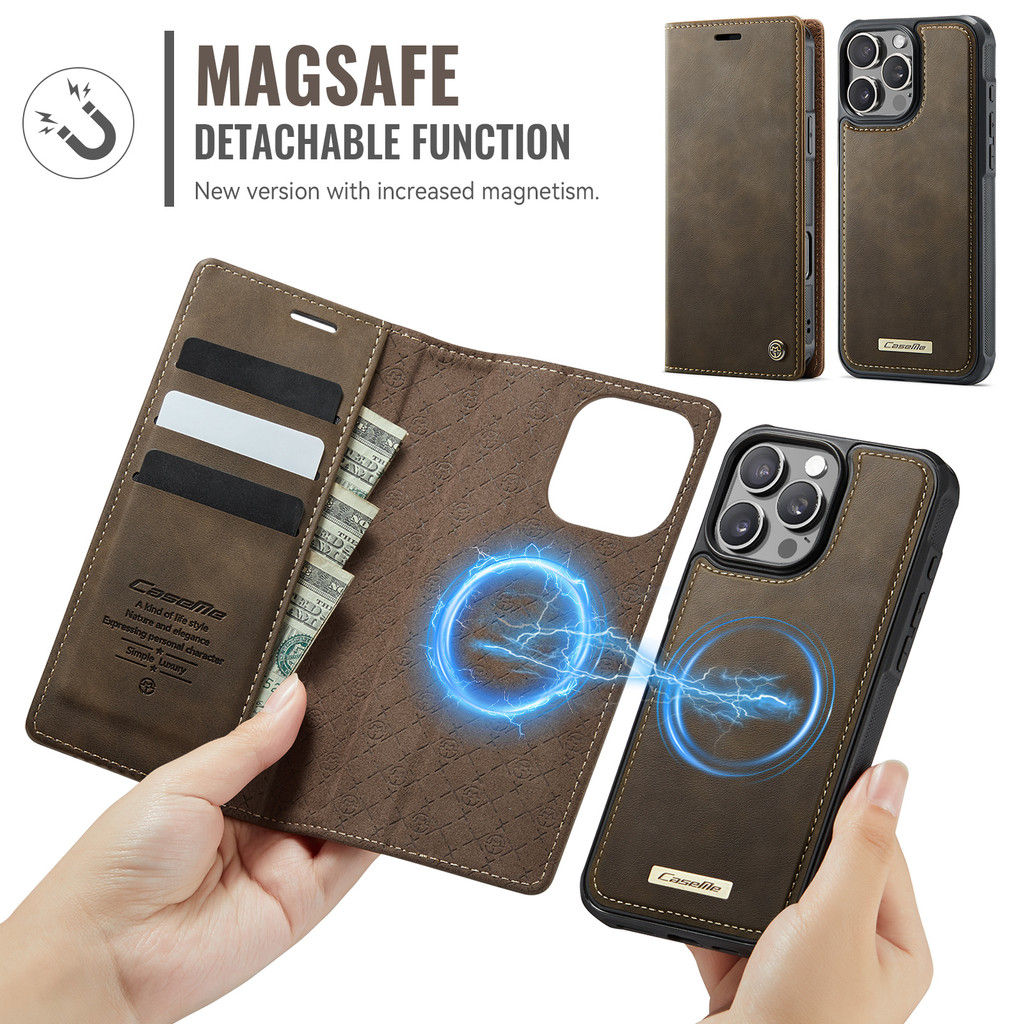 เคสโทรศัพท์สําหรับ Iphone 16 Pro Max 11 12 13 14 15 Pro Max 16e 16 Plus CaseMe ปลอกหนังแยก 2-in-1 Magnetic Wallet Card Holder Cover