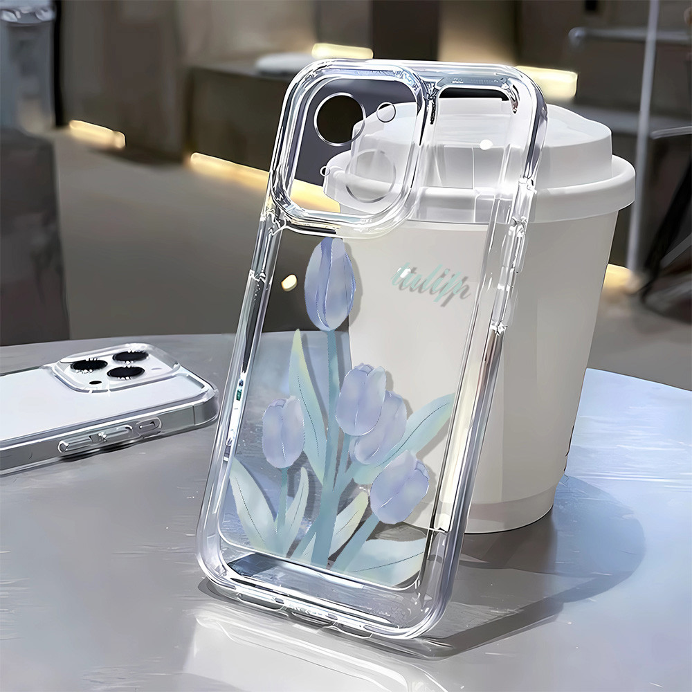 3 in1 ทิวลิปโปร่งใสสําหรับ OPPO K12X K9S K12 K12S K13 Turbo เคสโทรศัพท์กันกระแทก JPPG GVXH Z6XB M0NF