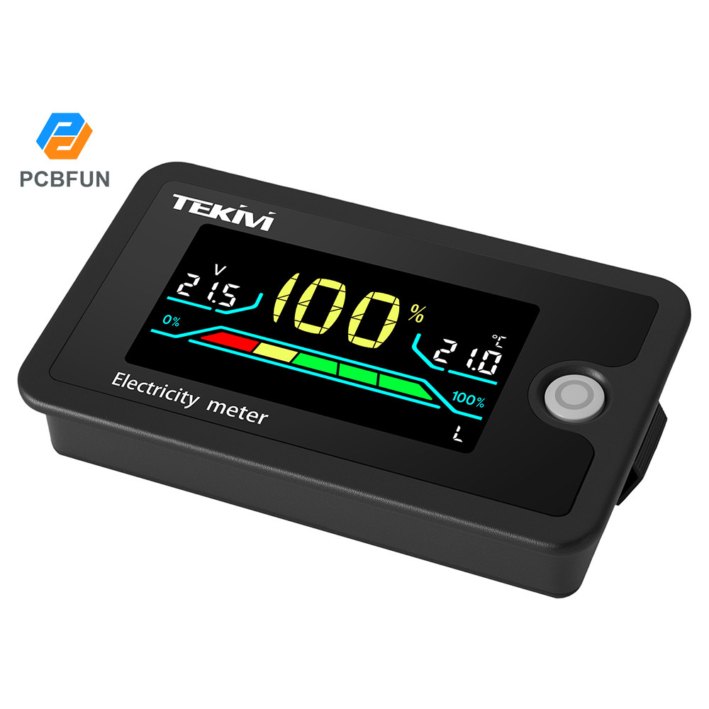 Pcbfun DC 8-100V LCD แรงดันไฟฟ้าและตัวบ่งชี้ไฟฟ้า Universal สําหรับ Ternary/Lithium Iron/Acid แบตเตอรี่พร้อมจอแสดงผลอุณหภูมิ