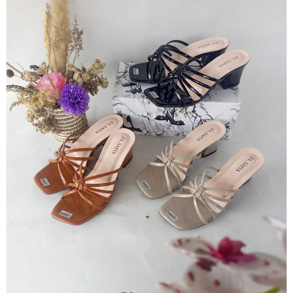 ELSALVIA NV002 - รองเท้าส้นสูงผู้หญิงหรูหรา สายทอ 5 ซม