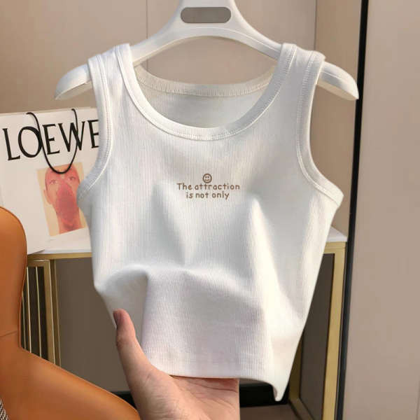 สตรีทแฟชั่น frenchy top เสื้อกล้ามสายเดี่ยวผ้าฝ้ายแท้สำหรับผู้หญิงสิบสามเส้นสีขาวปี2025ฤดูร้อนแบบใหม