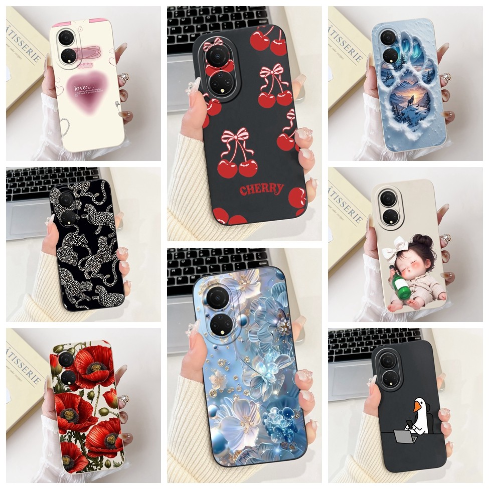 Honor CMA-LX2 CMA-LX1 CMA-LX3 กรณี Honor X7 หรูหราแฟชั่นดอกไม้ Kawaii สาวน่ารักแมวกันกระแทกเคสโทรศัพ