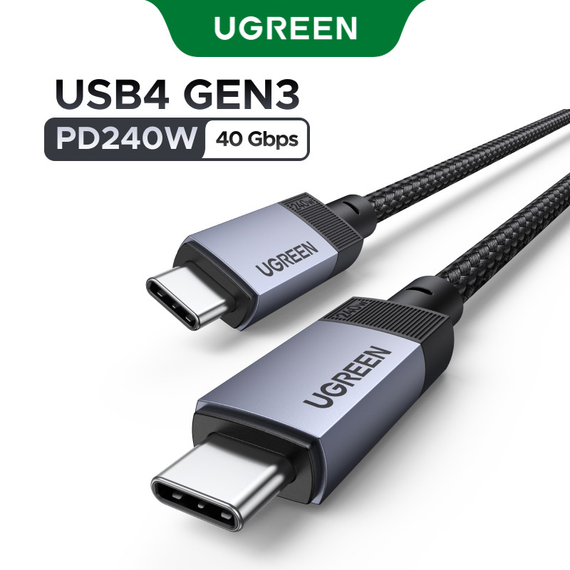 UGREEN PD 240W USB-C ถึง USB-C Data Charger 1M 10/40Gbps Data Transfer USB4 Gen3 USB3.1 Gen2 4K @ 30Hz 8K @ 60Hz สําหรับ Docked แล็ปท็อป
