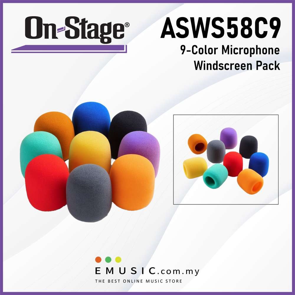 On-Stage ASWS58C ชุดกระจกโฟม 9 สีสําหรับไมโครโฟน