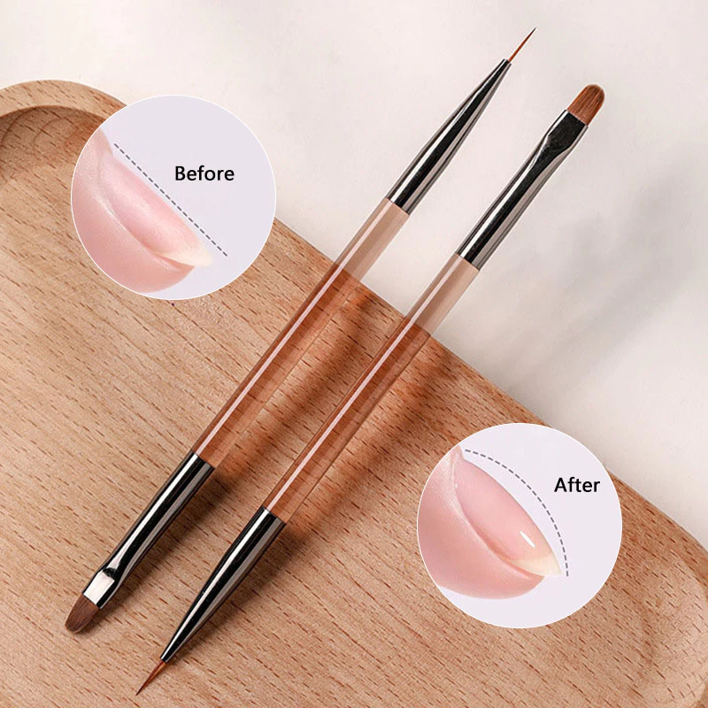 Dual-End เล็บแปรงต่อเล็บเจลเคล็ดลับฝรั่งเศสสําหรับเล็บออกแบบเจล Polish Liner Professional ปากกา