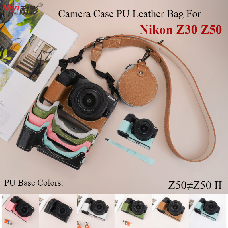 Nikon Z30 กระเป๋ากล้อง PU กระเป๋าหนัง Protrector สําหรับ Nikon Z30 Z50 ด้านล่างเปลี่ยนแบตเตอรี่อุปกรณ์เสริมกล้อง