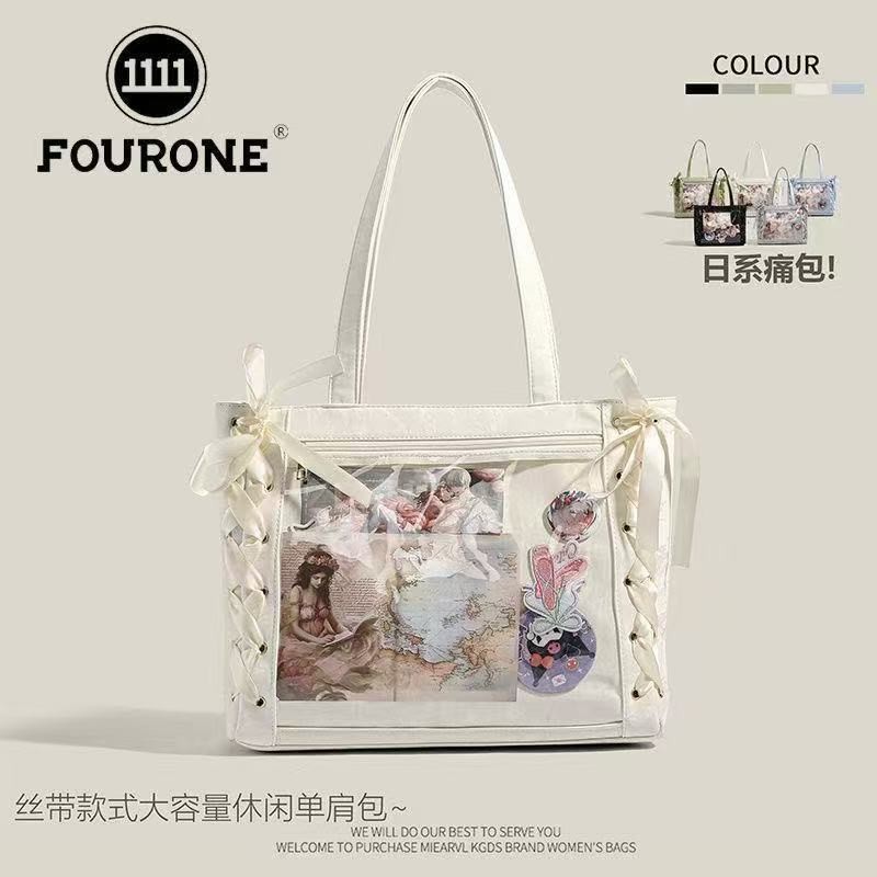 FOUR ONE กระเป๋าปวดริบบิ้น ตุ๊กตา ราคาสบาย ๆ แบบพกพาขนาดใหญ่กระเป๋าเดินทางผู้หญิง